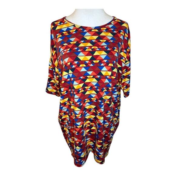 NEW LuLaRoe Irma Women's‎ XXS Multicolor Geometric Tunic Top High-Low NWT - Picture 1 of 7